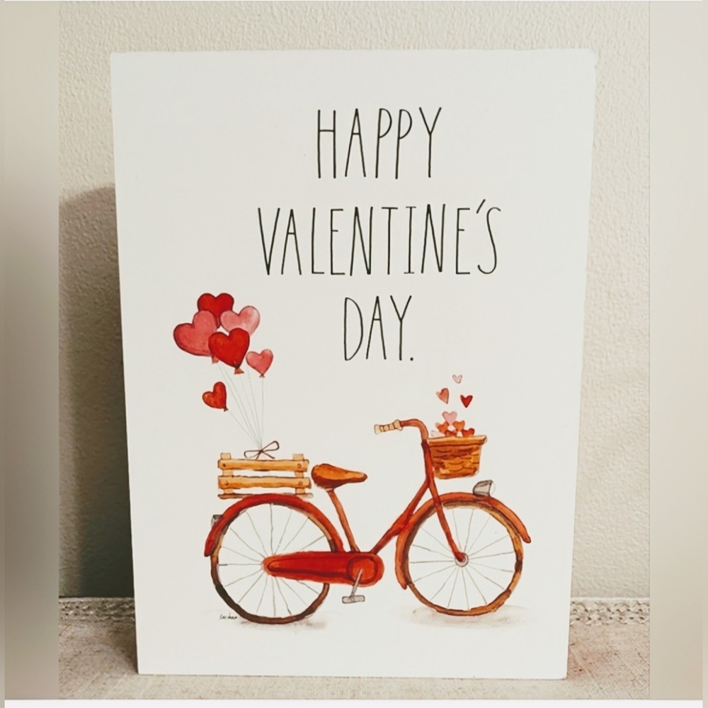 Rae Dunn Valentine Freestanding Wood Block Decor 8"x6"
